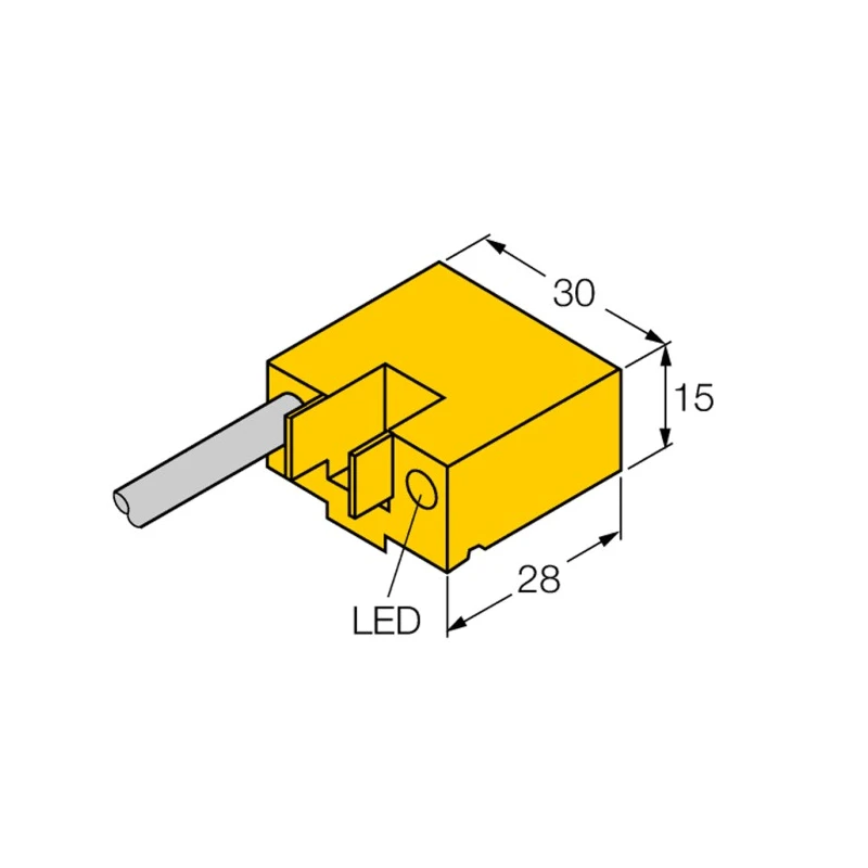 Turck Block Inductive Proximity Sensor PNP 30mm Length 28mm Width Polyamide 12 GF30 BIM-AKT-AP6X 7M W/KLA1