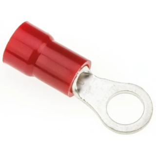 JST R Insulated Ring Terminal 4 mm Stud Size 22 AWG to 16 AWG Wire Size, Nylon Insulation, Red FN1.25-M4