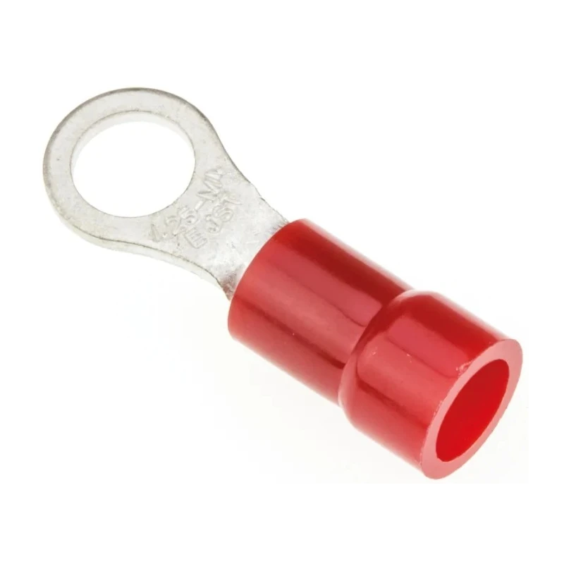JST R Insulated Ring Terminal 4 mm Stud Size 22 AWG to 16 AWG Wire Size, Nylon Insulation, Red FN1.25-M4