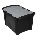 RS PRO 60L Black, Grey Polypropylene Storage Box with Attached Lid 385mm x 595mm x 412mm 838-6551