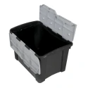 RS PRO 60L Black, Grey Polypropylene Storage Box with Attached Lid 385mm x 595mm x 412mm 838-6551