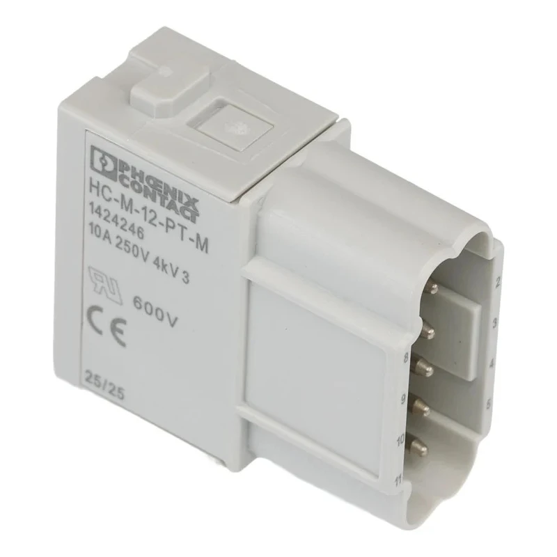 Phoenix Contact HC-M-12 Series Heavy Duty Power Connector Module, 12-Contact, 2 Row, Male, 250V, 10A, Straight 1424246
