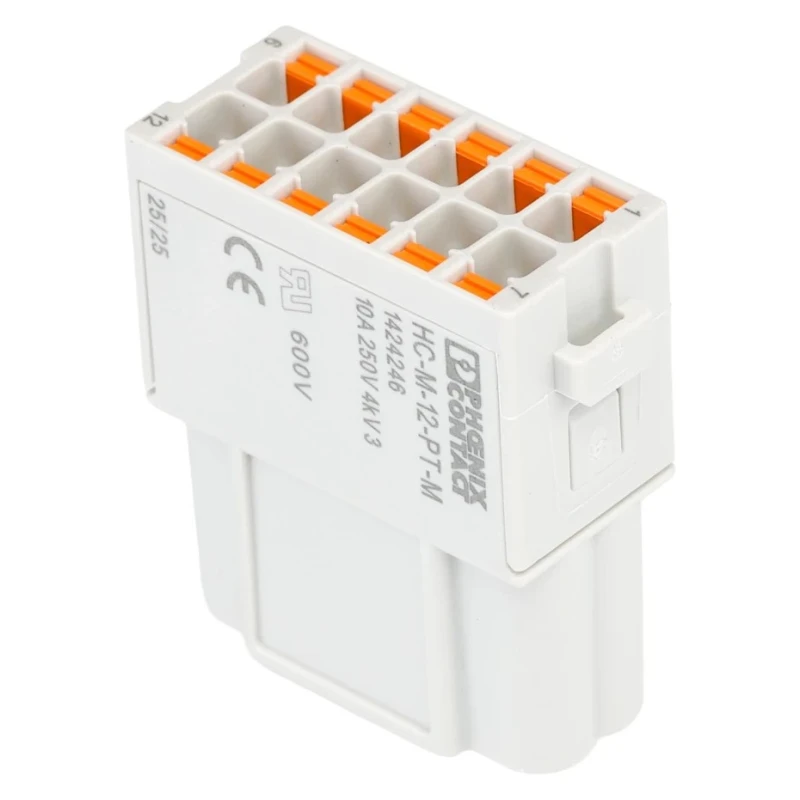 Phoenix Contact HC-M-12 Series Heavy Duty Power Connector Module, 12-Contact, 2 Row, Male, 250V, 10A, Straight 1424246