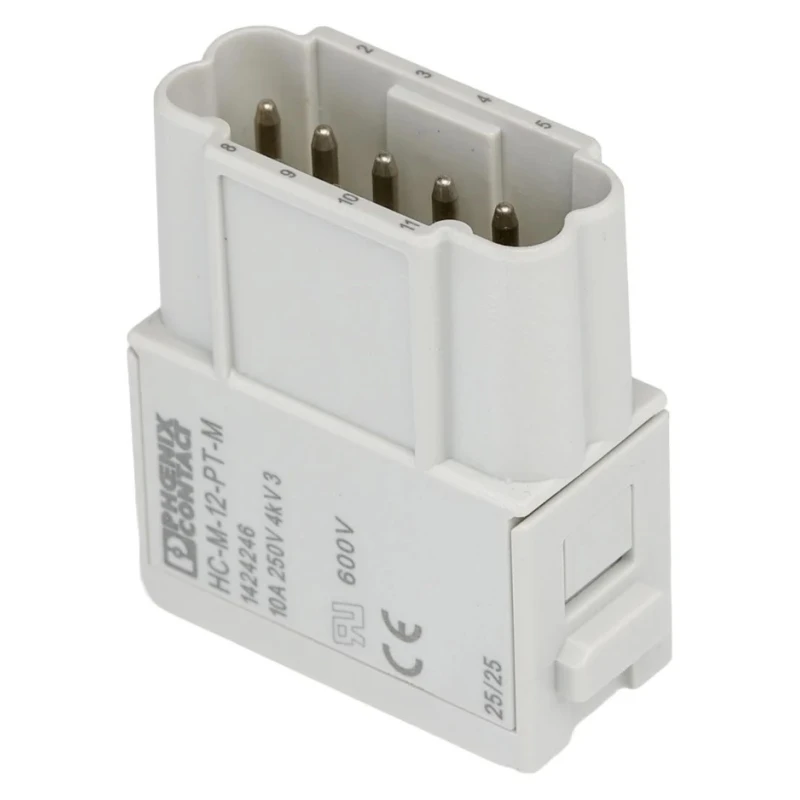 Phoenix Contact HC-M-12 Series Heavy Duty Power Connector Module, 12-Contact, 2 Row, Male, 250V, 10A, Straight 1424246