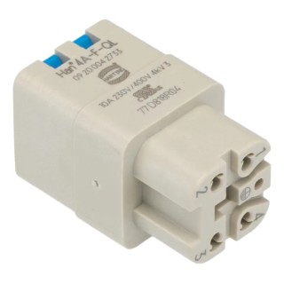 HARTING Heavy Duty Power Connector Insert 4 Contacts 10A 600V Quick Lock Female 92000 Series 09200042733
