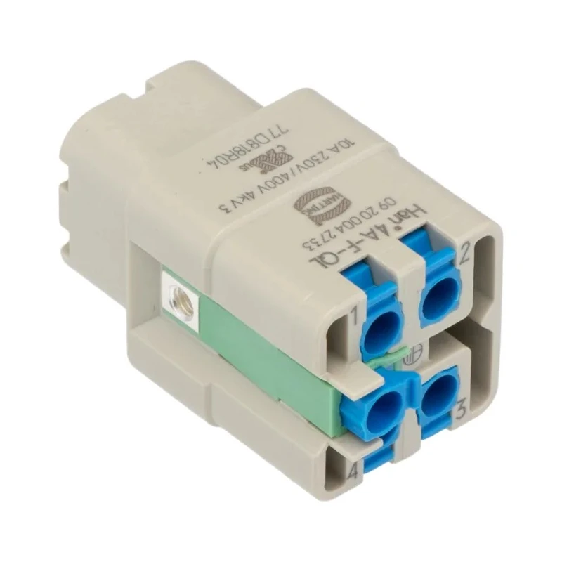 HARTING Heavy Duty Power Connector Insert 4 Contacts 10A 600V Quick Lock Female 92000 Series 09200042733