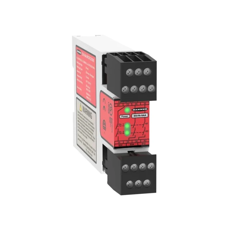 Banner Safety Relay 24V AC/DC, 3 Safety Contacts, 3PNO, Screw Terminal, DIN Rail Mount ES-FA-9AA