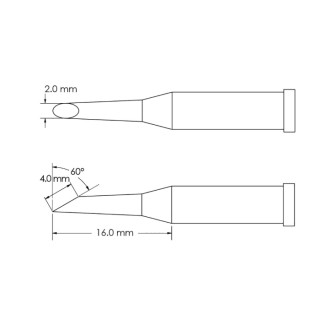 Metcal Soldering Iron Tip 16 mm Hoof Shape 60° Angle GT4-HF6020S
