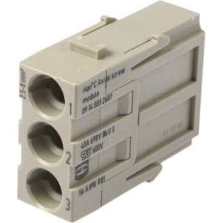 HARTING Heavy Duty Power Connector Module 40A 690V 3 Contacts Male Series 0914 09140032601