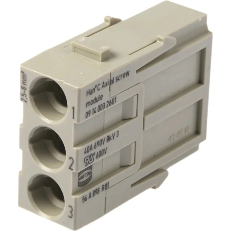 HARTING Heavy Duty Power Connector Module 40A 690V 3 Contacts Male Series 0914 09140032601