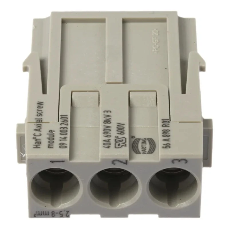 HARTING Heavy Duty Power Connector Module 40A 690V 3 Contacts Male Series 0914 09140032601