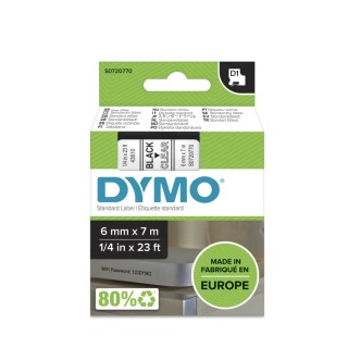 Dymo Black on Clear Label Printer Tape, 7 m Length, 6 mm Width S0720770