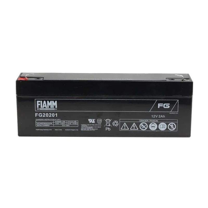 Fiamm 12 V Faston F1 Sealed Lead Acid Battery, 2 Ah, AGM Construction, 35mm x 67mm, Model FG20201