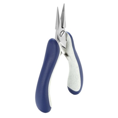 ideal-tek Long Nose Plier Serrated, 145mm Overall Length, 30mm Jaw, Stainless Steel Chrome Finish ESD Safe E6024.CRBG