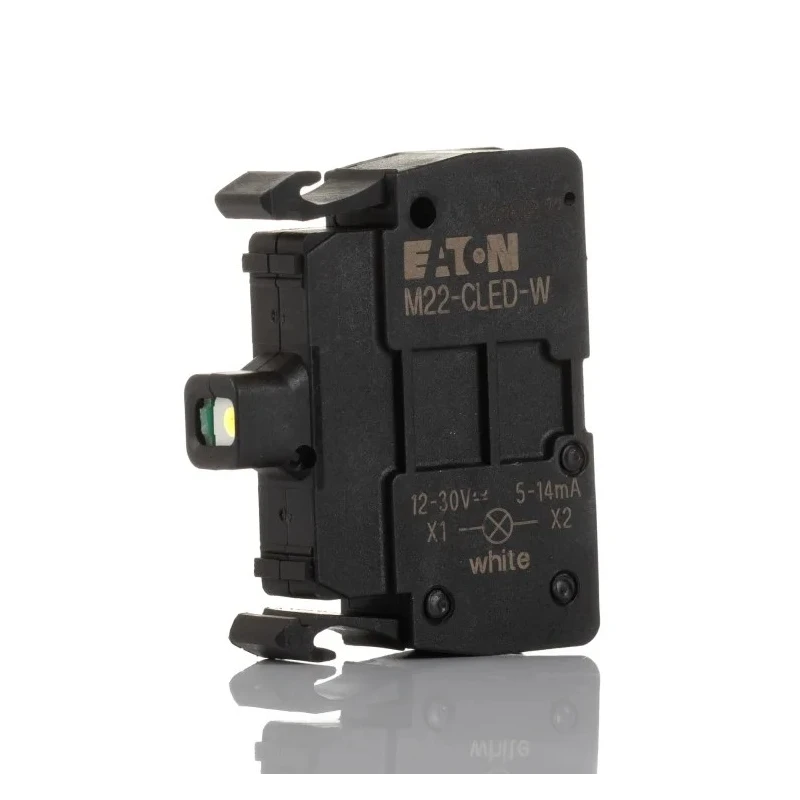 Eaton M22 Series LED Light Block with Cage Clamp Terminal, White Illumination, 12V AC/DC, 30V AC/DC, 15mA 216569 M22-CLED-W