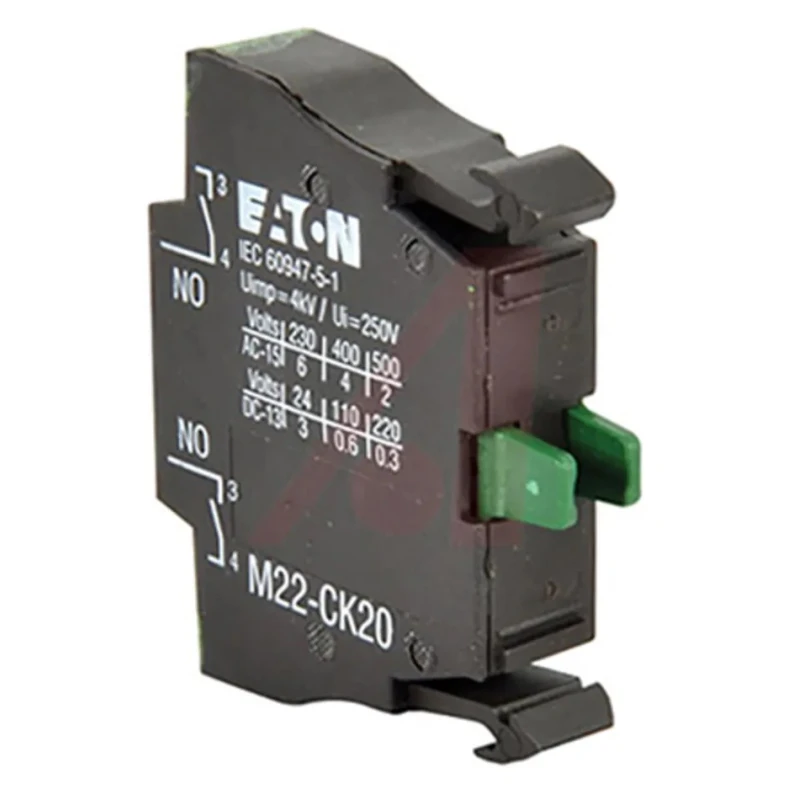 Eaton RMQ Titan M22 Series Contact Block 240V AC 4A Current Rating 2 NO 107898 M22-CK20