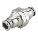 SMC Pneumatic Fitting Stainless Steel Bulkhead Union 1/4 in Push-in 1/4 in Push-in KQG2