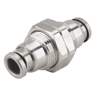 SMC Pneumatic Fitting Stainless Steel Bulkhead Union 1/4 in Push-in 1/4 in Push-in KQG2