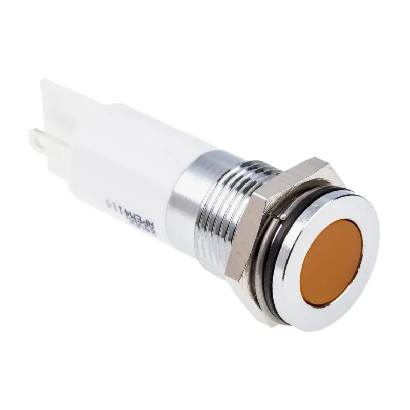 RS PRO Orange Panel Mount Indicator 220V AC 3mA Solder Lug Termination IP67 Flush 848-4649