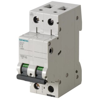 Siemens SENTRON Miniature Circuit Breaker 2-Pole 6A Type C 400V AC 72V DC 10kA Breaking Capacity 5SL4206-7