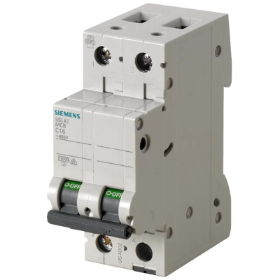 Siemens SENTRON Miniature Circuit Breaker 2-Pole 6A Type C 400V AC 72V DC 10kA Breaking Capacity 5SL4206-7