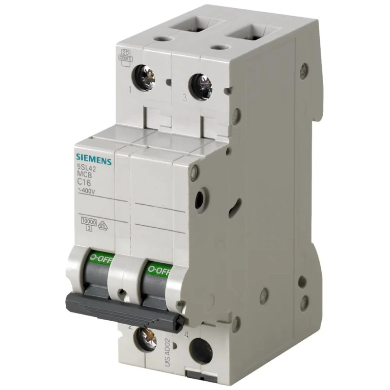 Siemens SENTRON Miniature Circuit Breaker 2-Pole 6A Type C 400V AC 72V DC 10kA Breaking Capacity 5SL4206-7