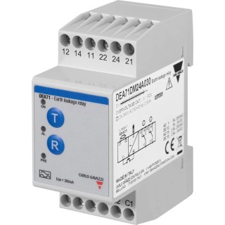 Carlo Gavazzi Earth Leakage Relay 24, 240V AC, 50 to 60 Hz ±10% Frequency, 300 mA Leakage, Relay SPDT, 14 NO DEA71DM24A030