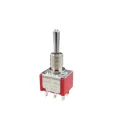 RS PRO Toggle Switch Panel Mount On-Off-On SPDT 5A Solder Lug Chrome Plated Brass Actuator 209-9350