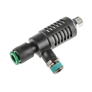 SMC Adjustable Exhaust Valve, Threaded 1/8 in Male Connections, Built-in Silencer, 0.1–1 MPa Operating ASV310F-01-06S