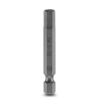 Phoenix Contact Hex Screwdriver Bit 6 mm Tip, 50 mm Overall Length, Steel, 5-Piece Set 1212650