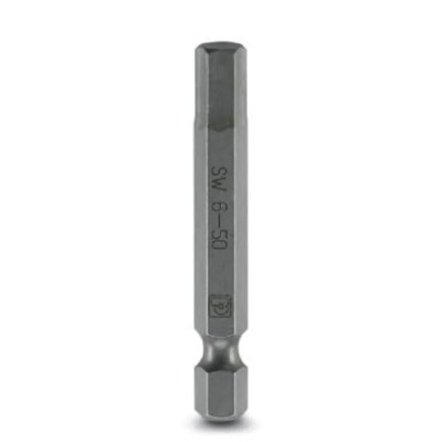 Phoenix Contact Hex Screwdriver Bit 6 mm Tip, 50 mm Overall Length, Steel, 5-Piece Set 1212650