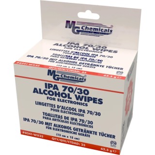 MG Chemicals Industrial Alcohol Wipes Isopropanol Wet Single Use Box of 25 130 mm x 150 mm 8241-WX25