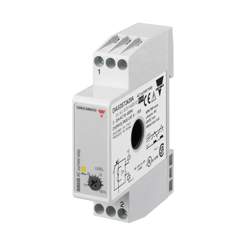 Carlo Gavazzi Monitoring Relay 1 Phase SPST DIN Rail Mount 2A to 100A 40 V dc DIA53S72450A