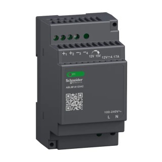 Schneider Electric Modicon ABL Regulated Switch Mode DIN Rail Power Supply 12V DC, 4.17A, 50W, 100-240V AC Input ABLM1A12042