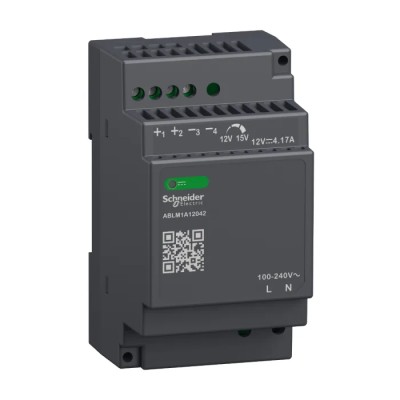 Schneider Electric Modicon ABL Regulated Switch Mode DIN Rail Power Supply 12V DC, 4.17A, 50W, 100-240V AC Input ABLM1A12042
