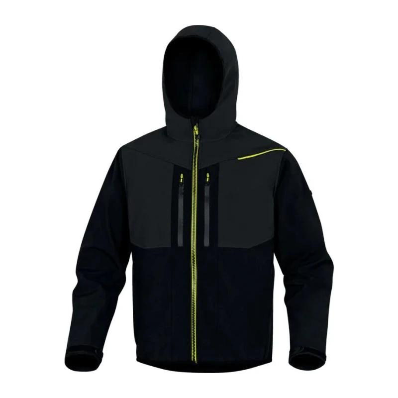 Delta Plus Windproof Water Repellent Lightweight Softshell Jacket, Yellow White Green Black XL HORT2NJXG