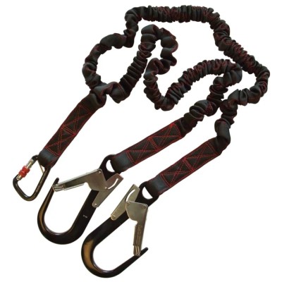 JSP 2 m Twin Tail Lanyard Carabiner Forked Polyester Webbing Safety Fall Arrest Lanyard FAR0405