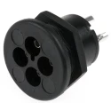 Bulgin Power Connector Panel Mount 4 Pole Female Brass Nylon Housing Solder Termination 250V AC 3A SA2368