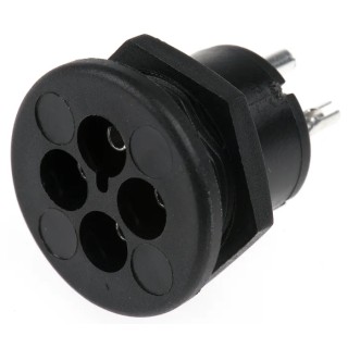 Bulgin Power Connector Panel Mount 4 Pole Female Brass Nylon Housing Solder Termination 250V AC 3A SA2368