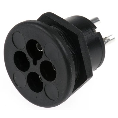 Bulgin Power Connector Panel Mount 4 Pole Female Brass Nylon Housing Solder Termination 250V AC 3A SA2368