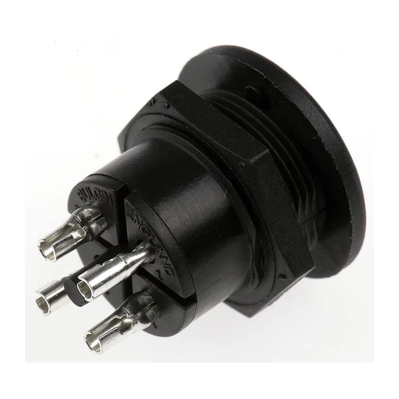 Bulgin Power Connector Panel Mount 4 Pole Female Brass Nylon Housing Solder Termination 250V AC 3A SA2368