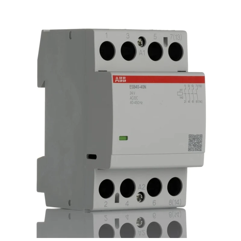 ABB Safety Contactor 4-Pole 30A 2.77 kW 24V Coil 4 NO Screw Terminal DIN Rail Mount ESB40