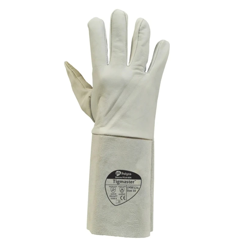 Polyco Healthline Tigmaster Grey Leather Welding Gloves Size 10 2 Gloves Pair 211-0389