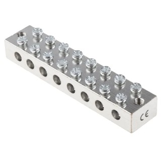 RS PRO 8-Way CE (BS EN 60998) Earth Block, 16AWG Wire, Screw Termination, Brass Housing 867-1007