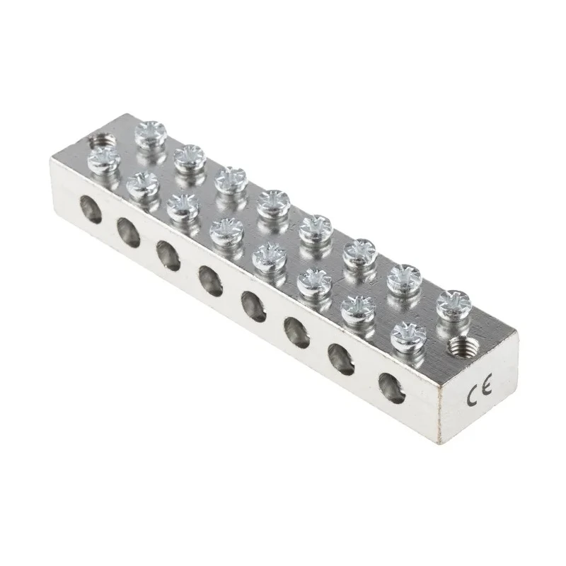 RS PRO 8-Way CE (BS EN 60998) Earth Block, 16AWG Wire, Screw Termination, Brass Housing 867-1007