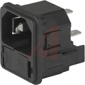 Schurter C14 Straight Snap-in IEC Connector, 250V, 10A, Female, Fuse Size 5 x 20 mm, Model 4301.0502