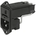 Schurter C14 Straight Panel Mount IEC Connector, 125V/250V, 13A, Fuse Size 6.3 x 32 mm, 2 Pole, Quick Connect 4303.0001