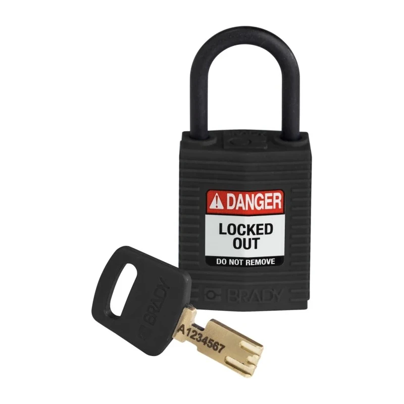 Brady Black Nylon Plastic Padlock with 4.72 mm Shackle Diameter and 25.40 mm Shackle Length 150184