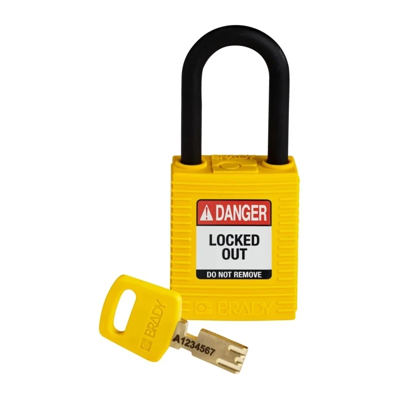 Brady Yellow Nylon and Plastic Safety Padlock with 6.35 mm Shackle Diameter Model 150232