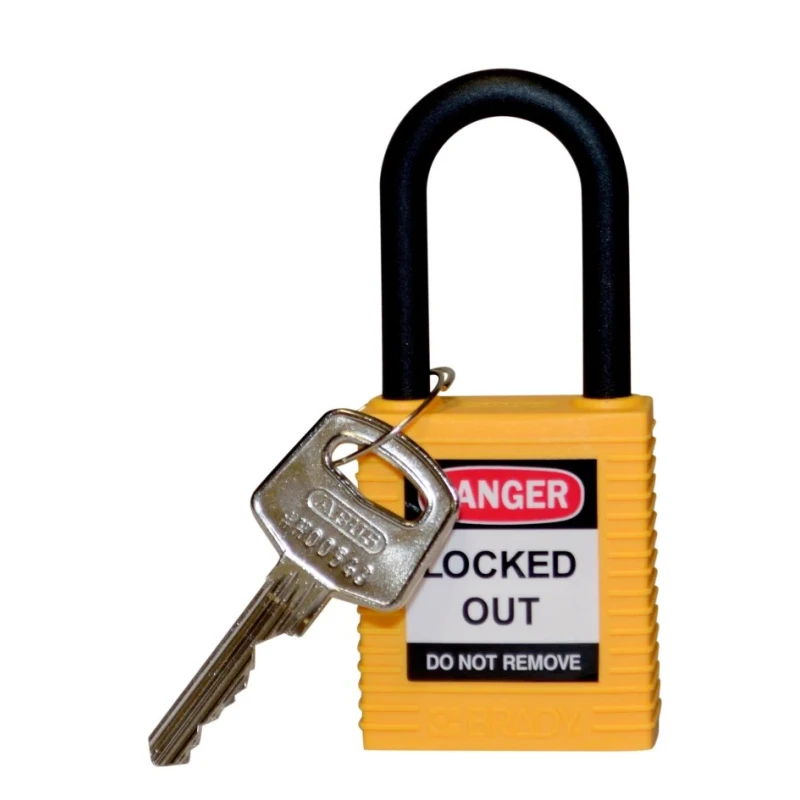 Brady Yellow Nylon and Plastic Safety Padlock with 6.35 mm Shackle Diameter Model 150232